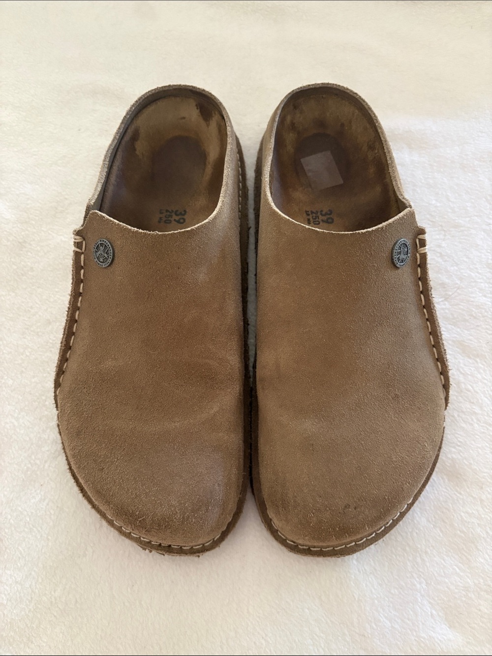 Birkenstock Tan Suede Slip-On Clogs